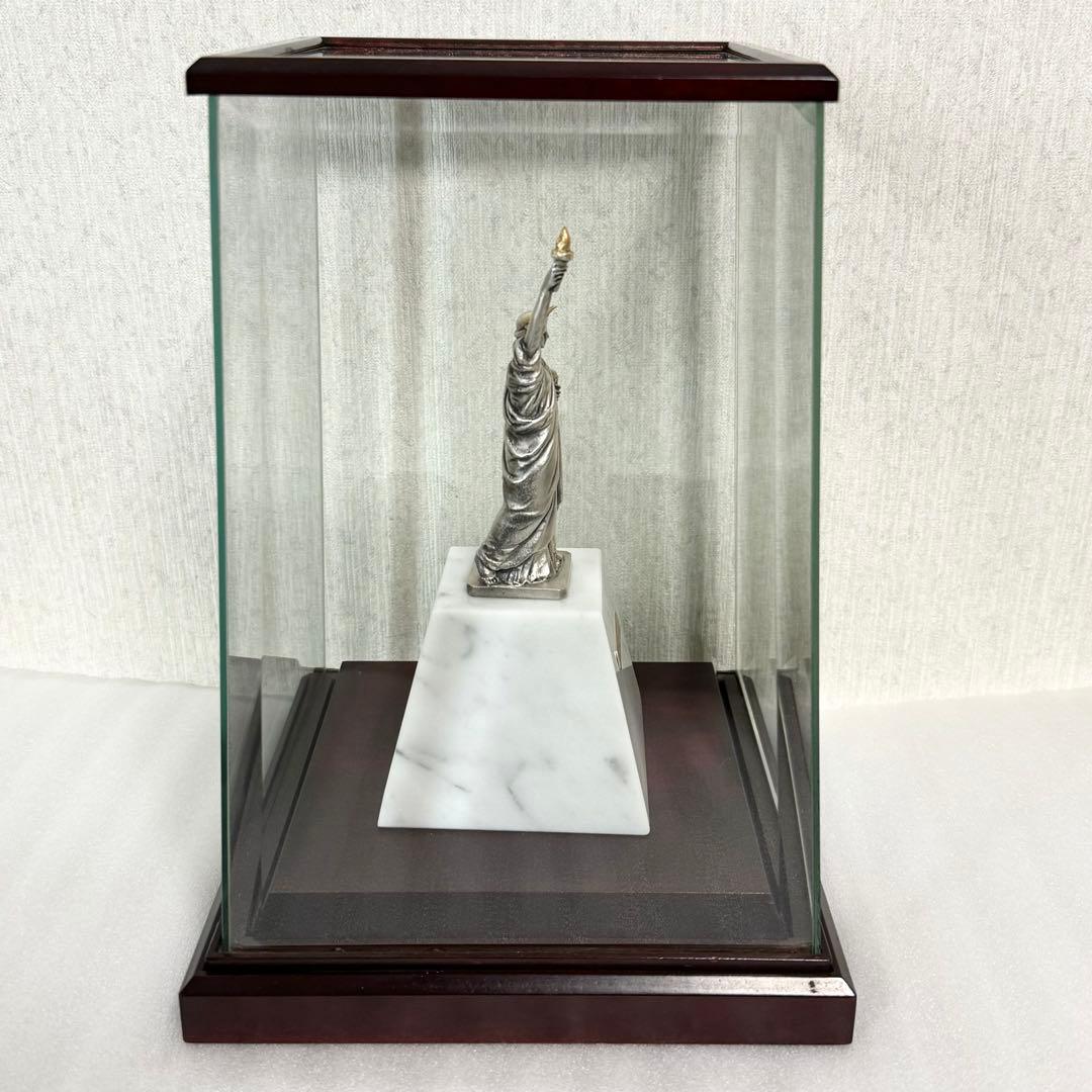 【希少】銀製　自由の女神　置物　面取り ガラスケース　silver970