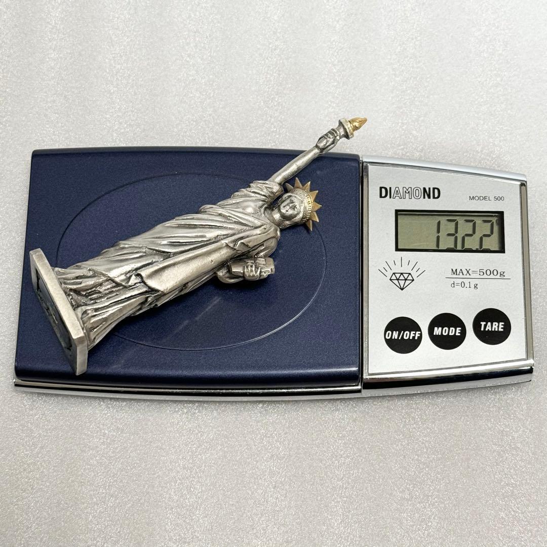 【希少】銀製　自由の女神　置物　面取り ガラスケース　silver970