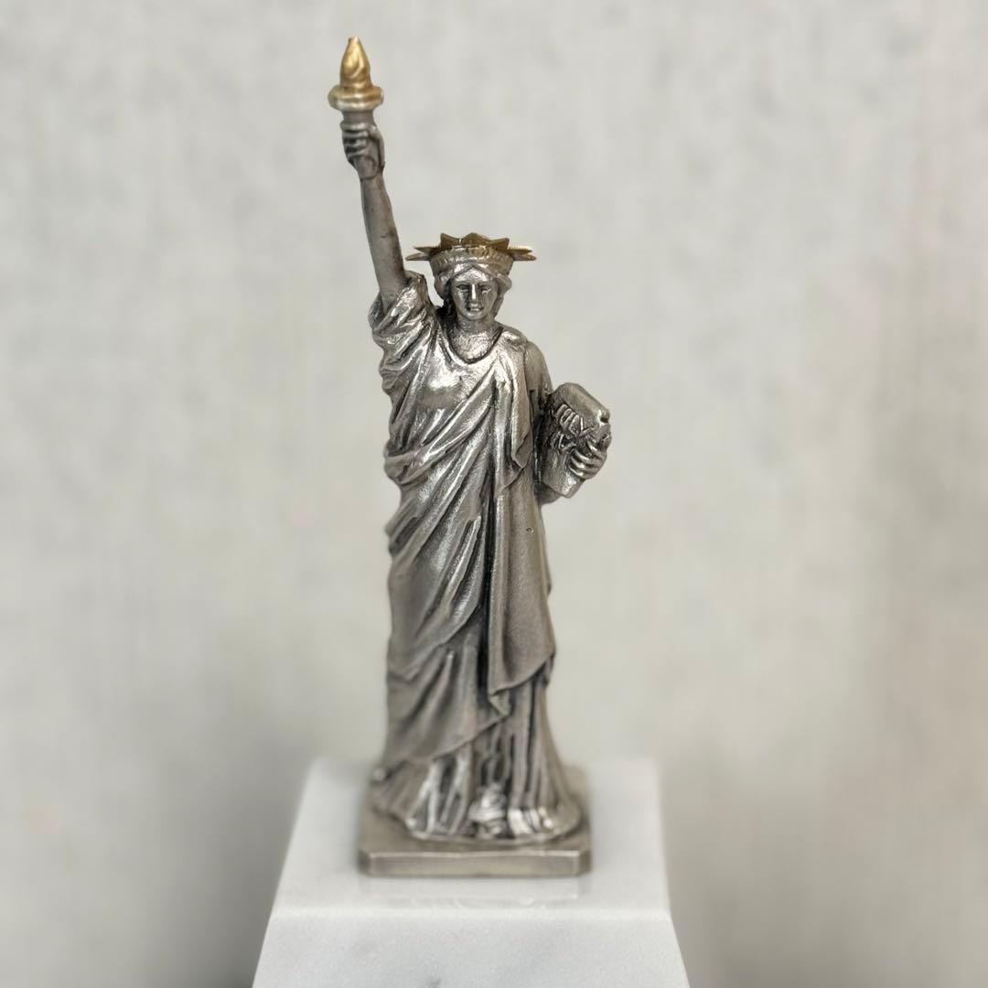 【希少】銀製　自由の女神　置物　面取り ガラスケース　silver970