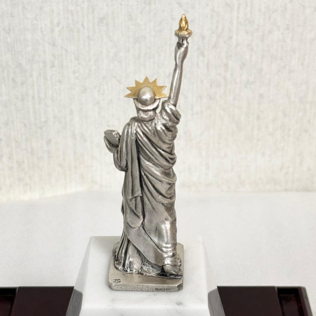 【希少】銀製　自由の女神　置物　面取り ガラスケース　silver970
