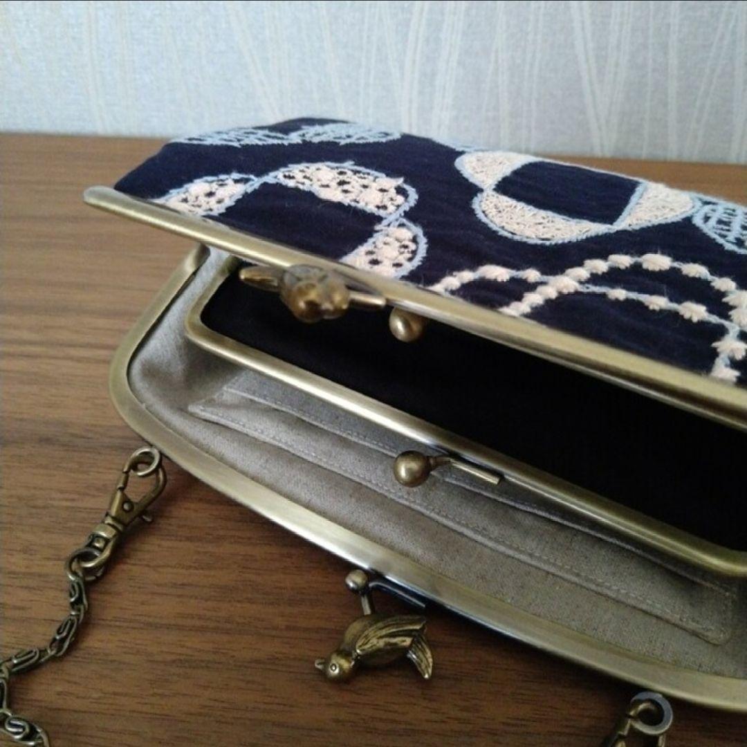 【ラスト1点】小鳥の親子がま口長財布veronica☆ミナペルホネンハンドメイド