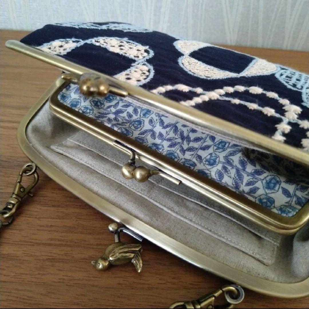 【ラスト1点】小鳥の親子がま口長財布veronica☆ミナペルホネンハンドメイド