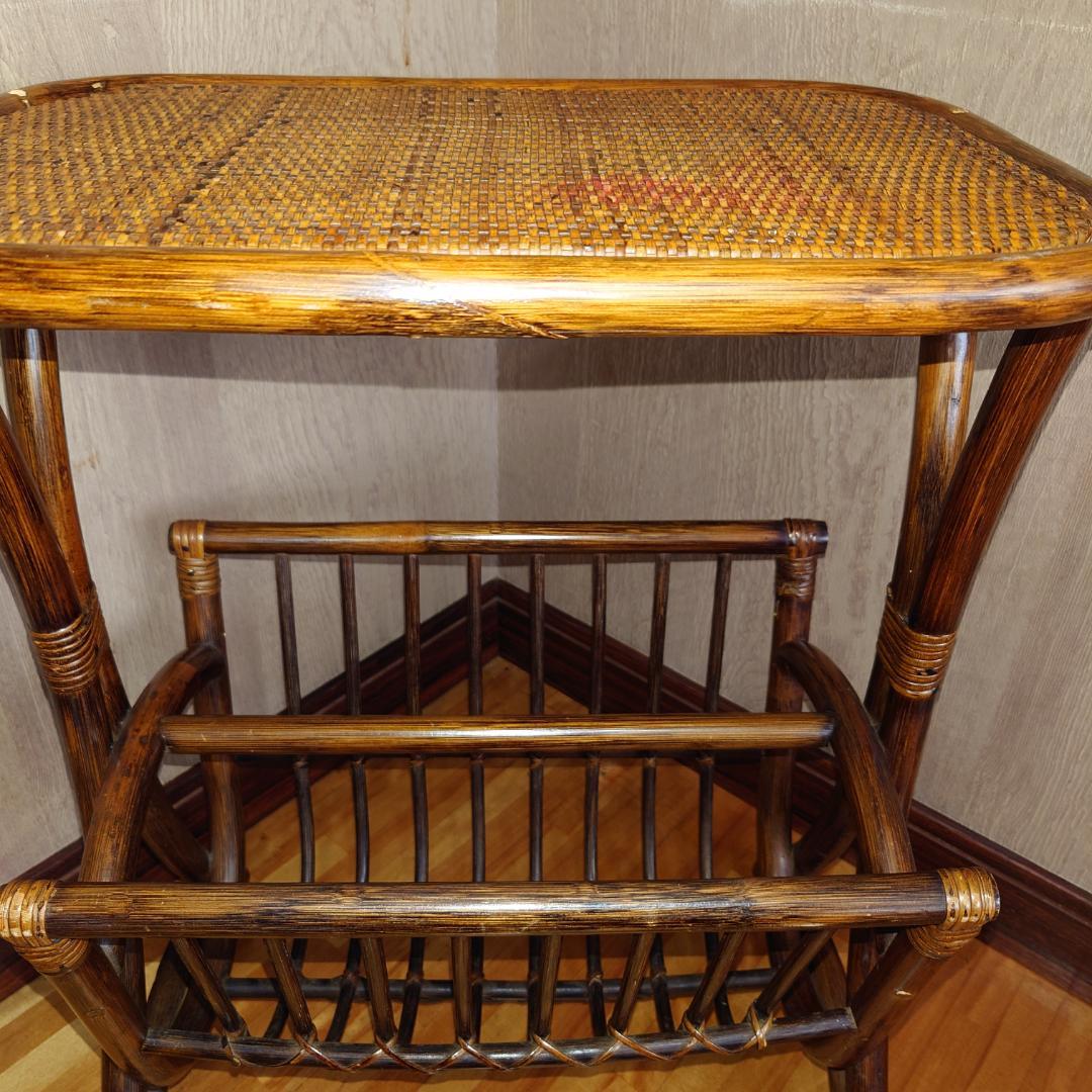 ラタン製マガジンラック ブラウン【匿名配送】