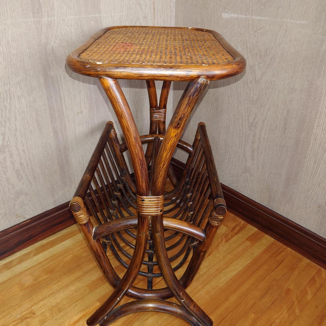 ラタン製マガジンラック ブラウン【匿名配送】