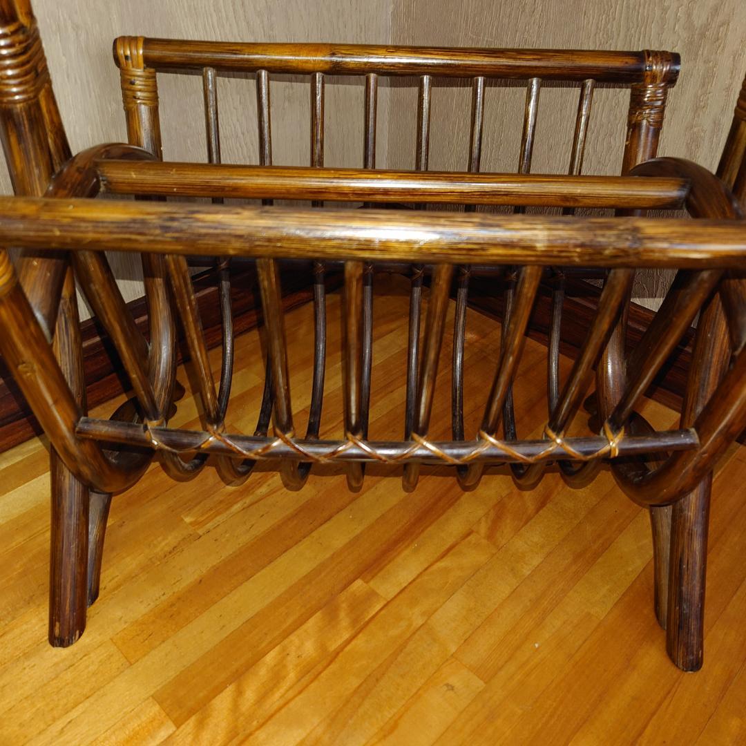 ラタン製マガジンラック ブラウン【匿名配送】