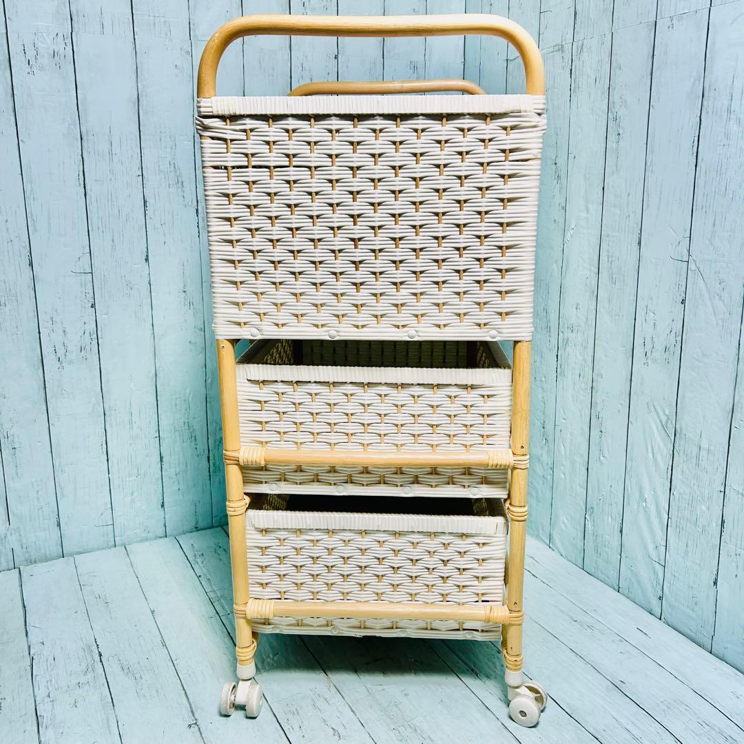 ミッフィー ピンク 籐ラタン 大型 蓋付 バスケット3段 昭和レトロ レア