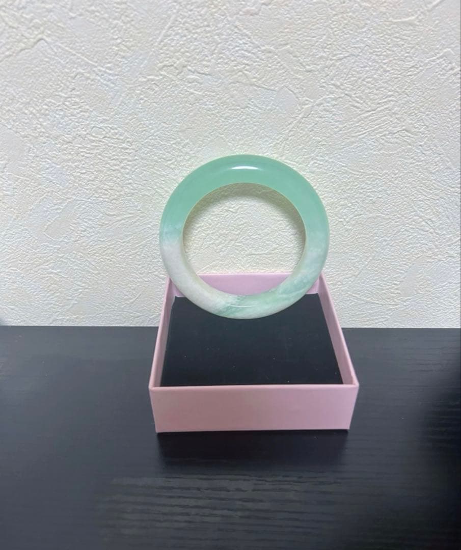 翡翠軟玉ネフライト 中国四大名玉岫玉バングル腕輪岫玉天青冻[高級品]62.5mm