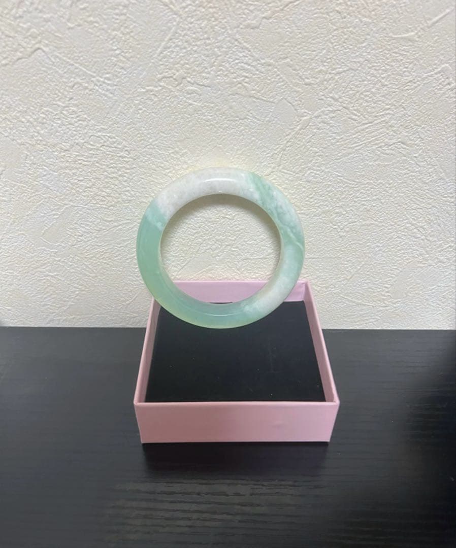 翡翠軟玉ネフライト 中国四大名玉岫玉バングル腕輪岫玉天青冻[高級品]62.5mm
