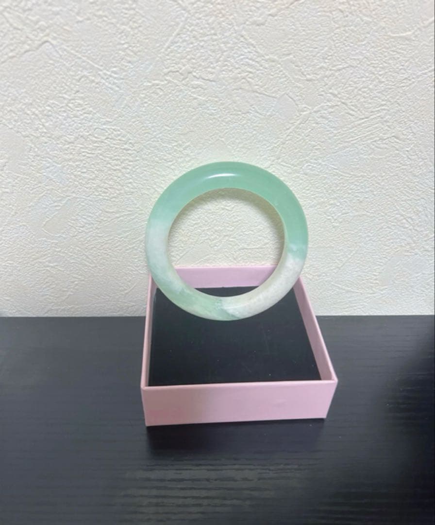 翡翠軟玉ネフライト 中国四大名玉岫玉バングル腕輪岫玉天青冻[高級品]62.5mm