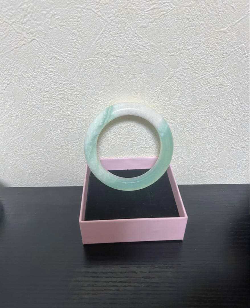 翡翠軟玉ネフライト 中国四大名玉岫玉バングル腕輪岫玉天青冻[高級品]62.5mm