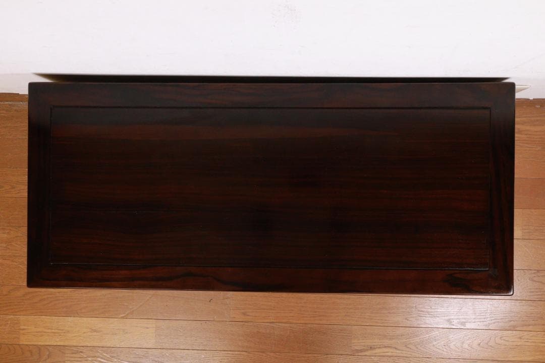 時代家具　縞黒檀　総無垢　文机　片袖　座敷机　文豪机　書斎机 BE989