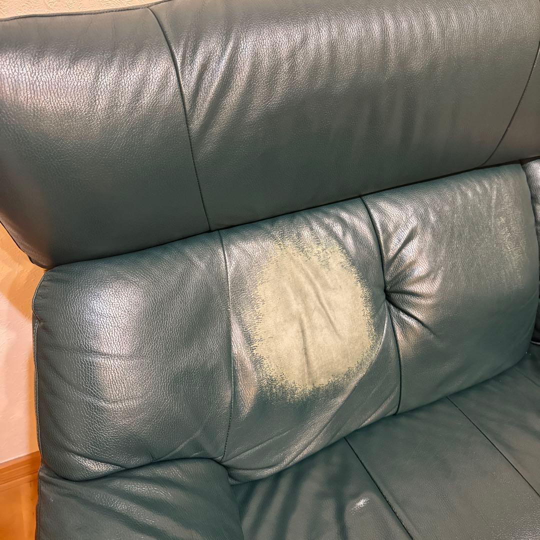 ダークグリーン レザー 2-3人掛けソファ
