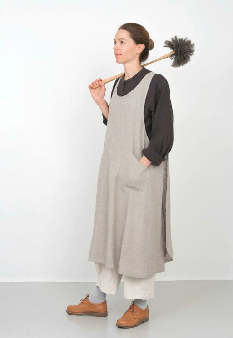 くらし舎　リネンエプロン キャメル