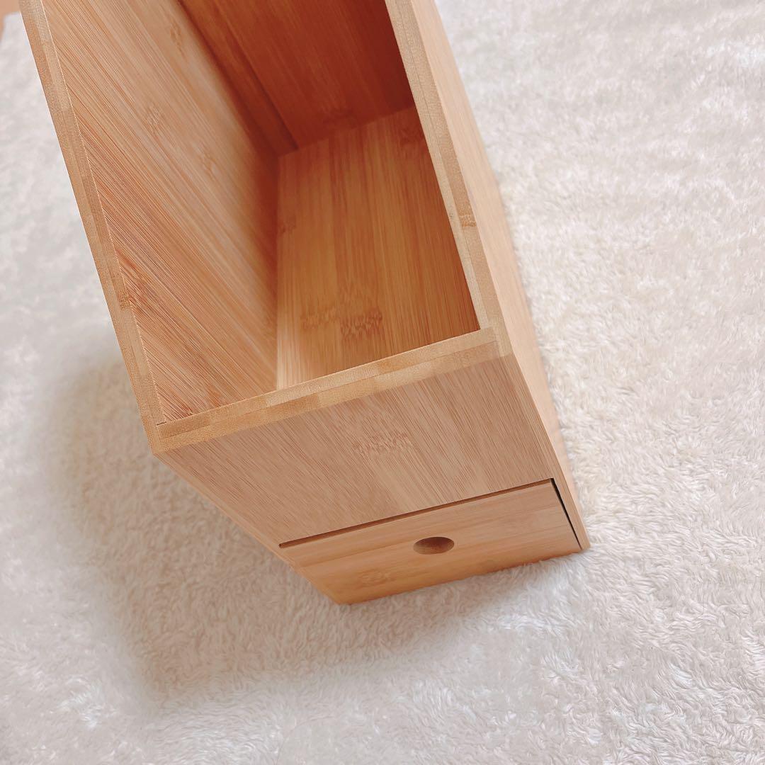 本棚 引き出し付き オーガナイザー 竹材卓上本棚 (Small)
