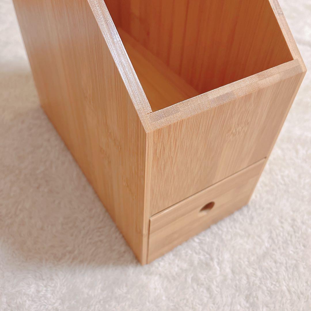 本棚 引き出し付き オーガナイザー 竹材卓上本棚 (Small)