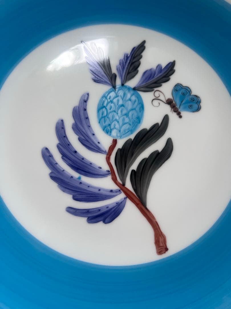 MarieDaageリモージュ　大皿　ディナープレート　ブルー　水色　バタフライ