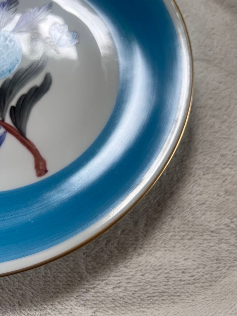 MarieDaageリモージュ　大皿　ディナープレート　ブルー　水色　バタフライ