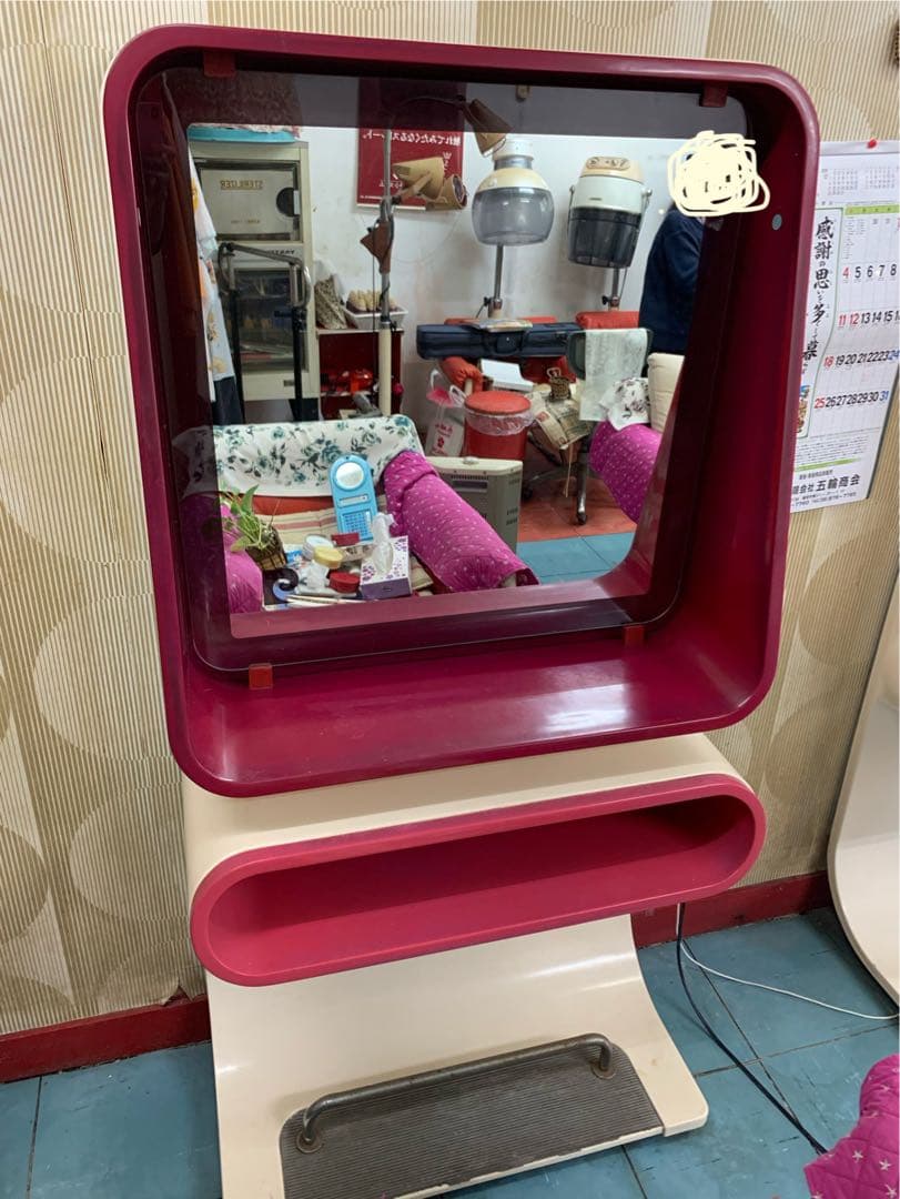 【良品】ピエールカルダン　ミラー　レッド　美容室