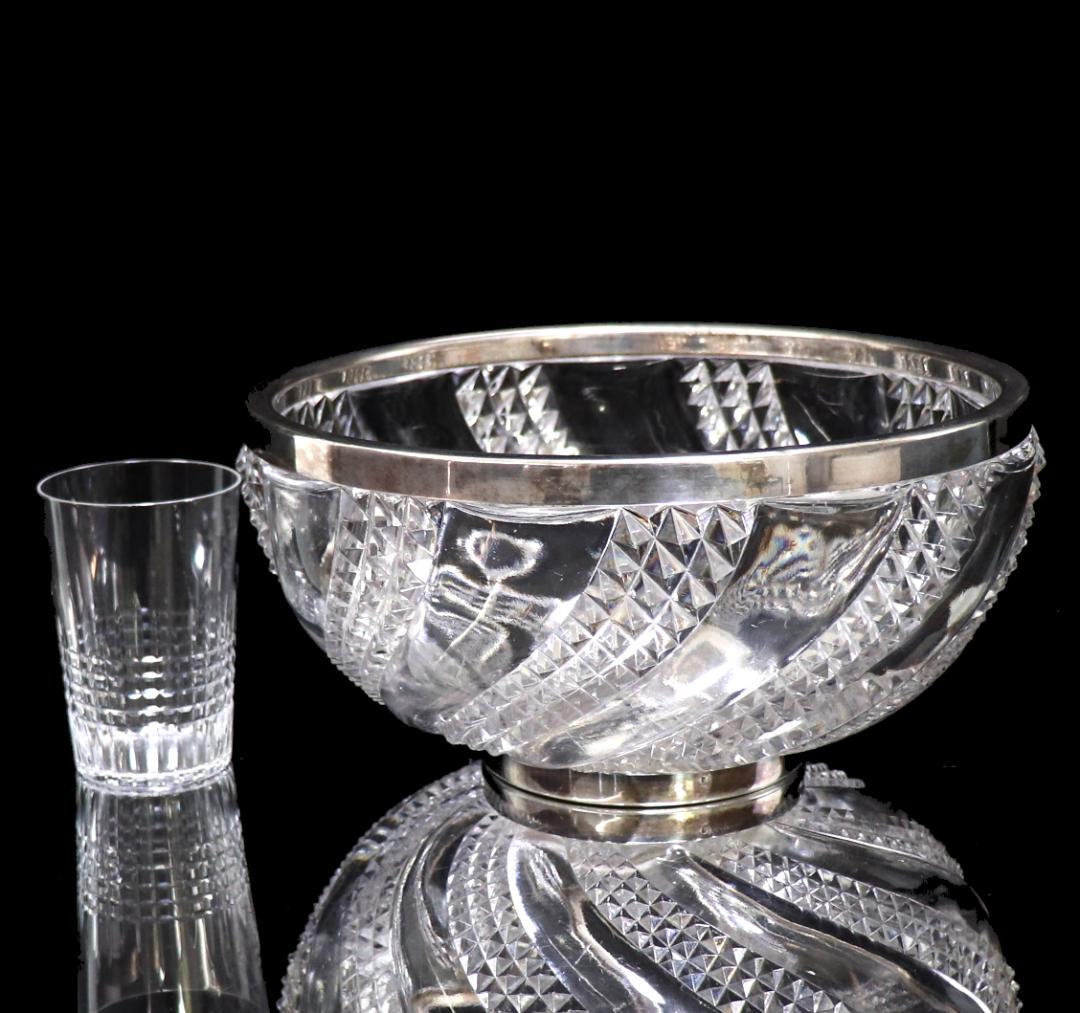 オールド・バカラ セルポンティーヌ 23cm 2.2kg 特大 銀巻鉢 ボウル