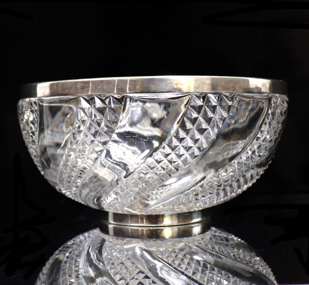 オールド・バカラ セルポンティーヌ 23cm 2.2kg 特大 銀巻鉢 ボウル