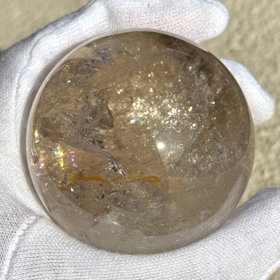 ライトスモーキークォーツ　スフィア　リモナイトイン　ブラジル産　天然石