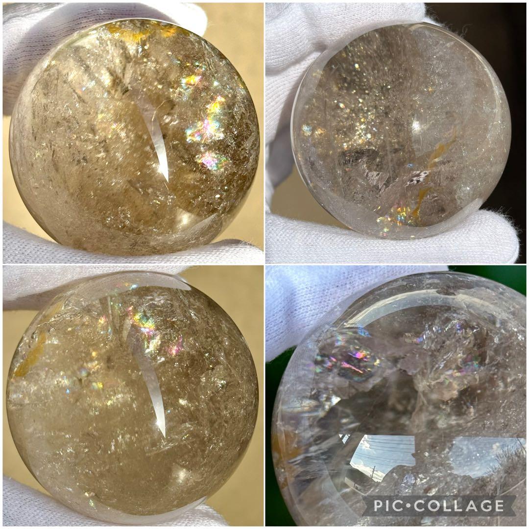 ライトスモーキークォーツ　スフィア　リモナイトイン　ブラジル産　天然石