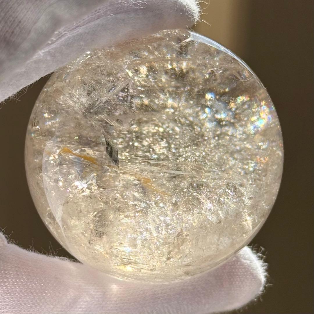 ライトスモーキークォーツ　スフィア　リモナイトイン　ブラジル産　天然石