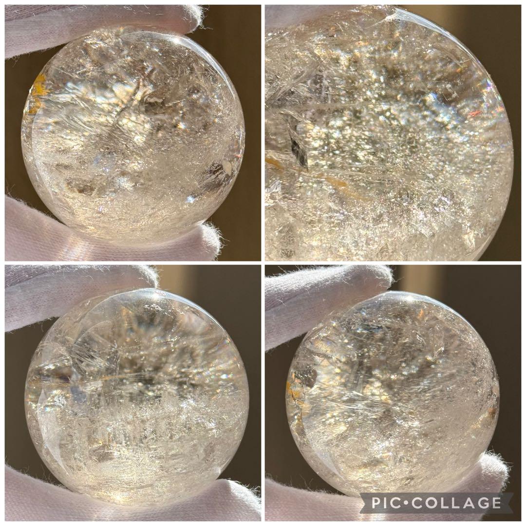 ライトスモーキークォーツ　スフィア　リモナイトイン　ブラジル産　天然石