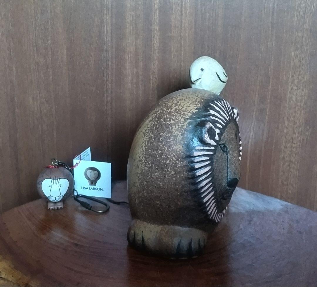 リサラーソン ランランウイズバード＆ライオンキーホルダー 北欧 美品