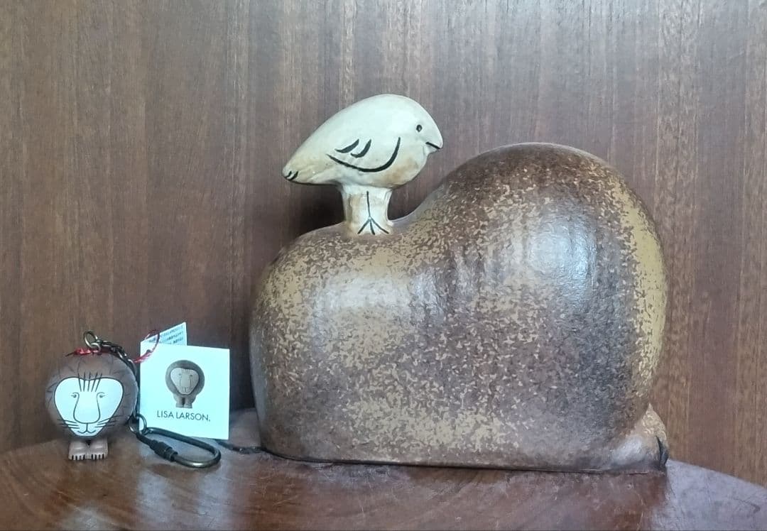 リサラーソン ランランウイズバード＆ライオンキーホルダー 北欧 美品