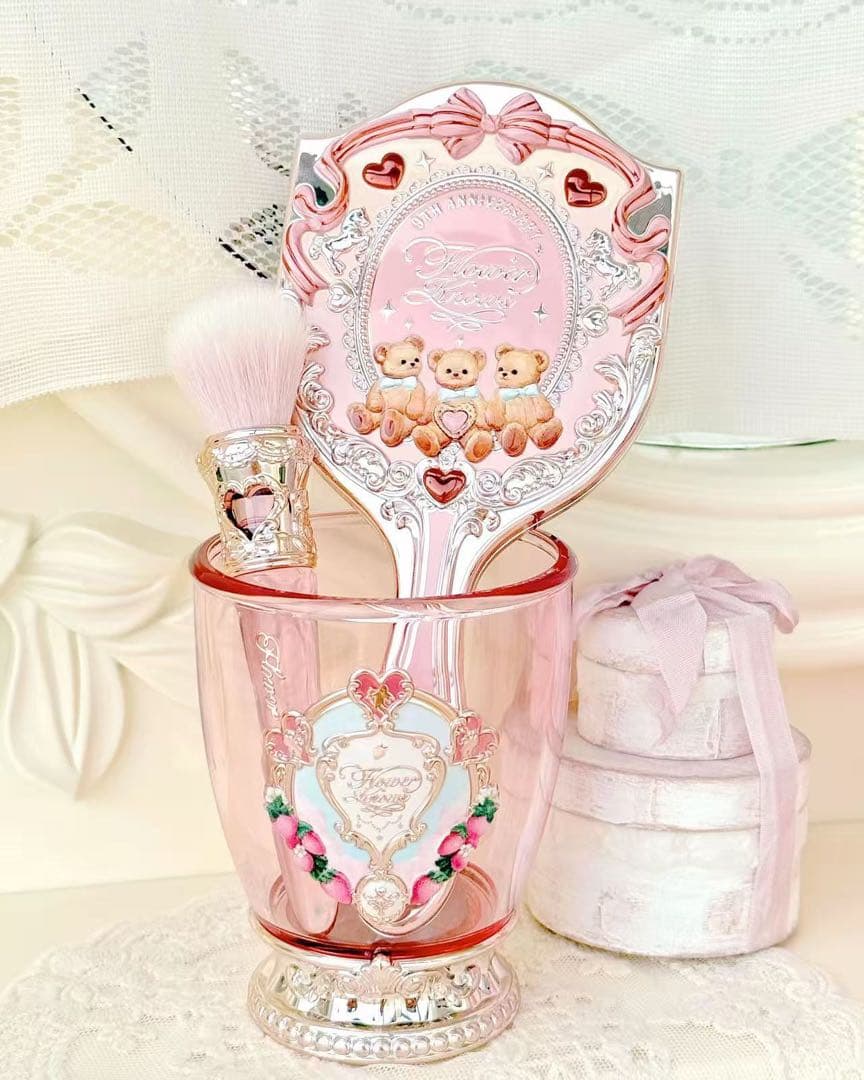 3点セット フラワーノーズ9周年 ヘアブラシ ミラー スウィーティーベア