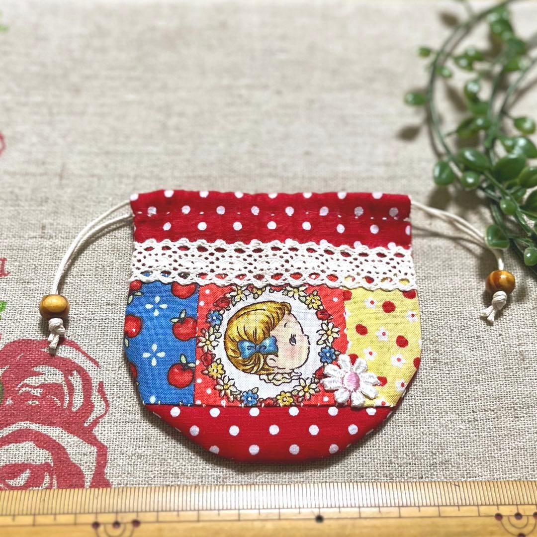 No.2304-58 手のひら巾着サシェ 香り袋 マーガレット&ソフィ レッド