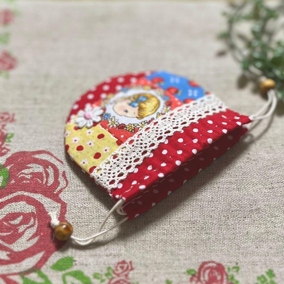 No.2304-58 手のひら巾着サシェ 香り袋 マーガレット&ソフィ レッド