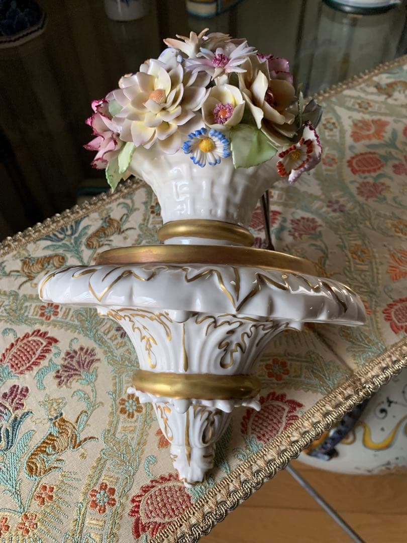 イタリア製　陶花　ビンテージ壁掛け豪華な陶花2セット美品綺麗です！