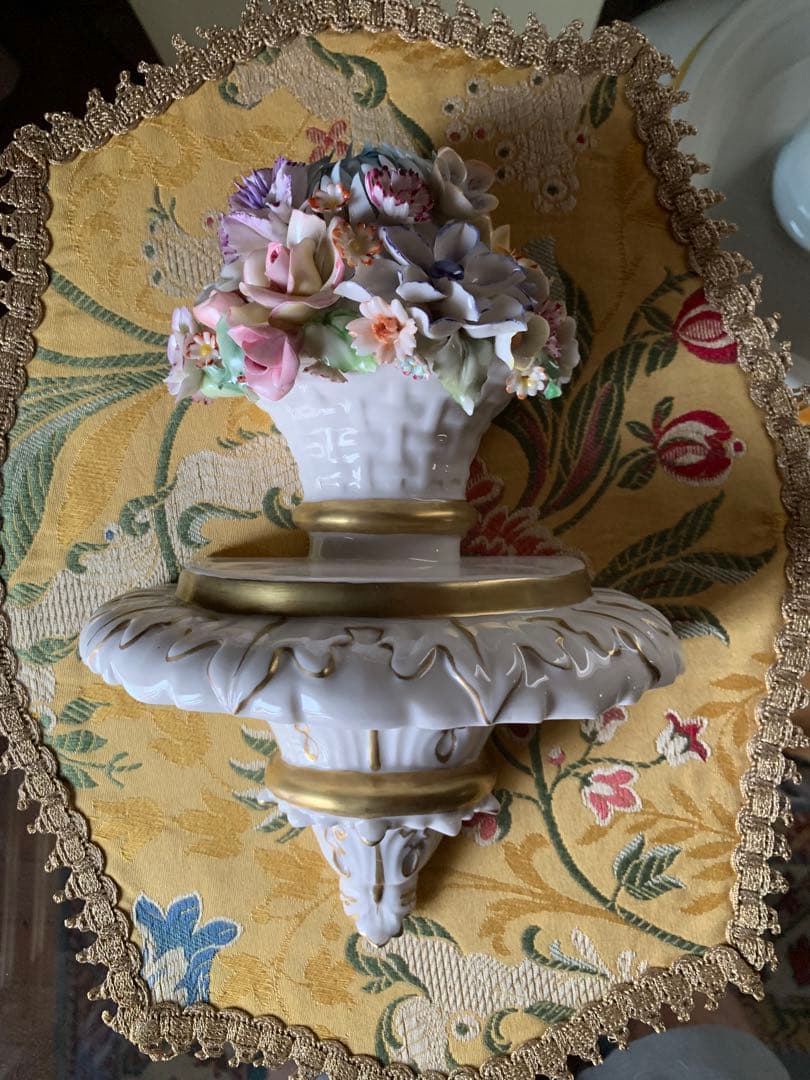 イタリア製　陶花　ビンテージ壁掛け豪華な陶花2セット美品綺麗です！