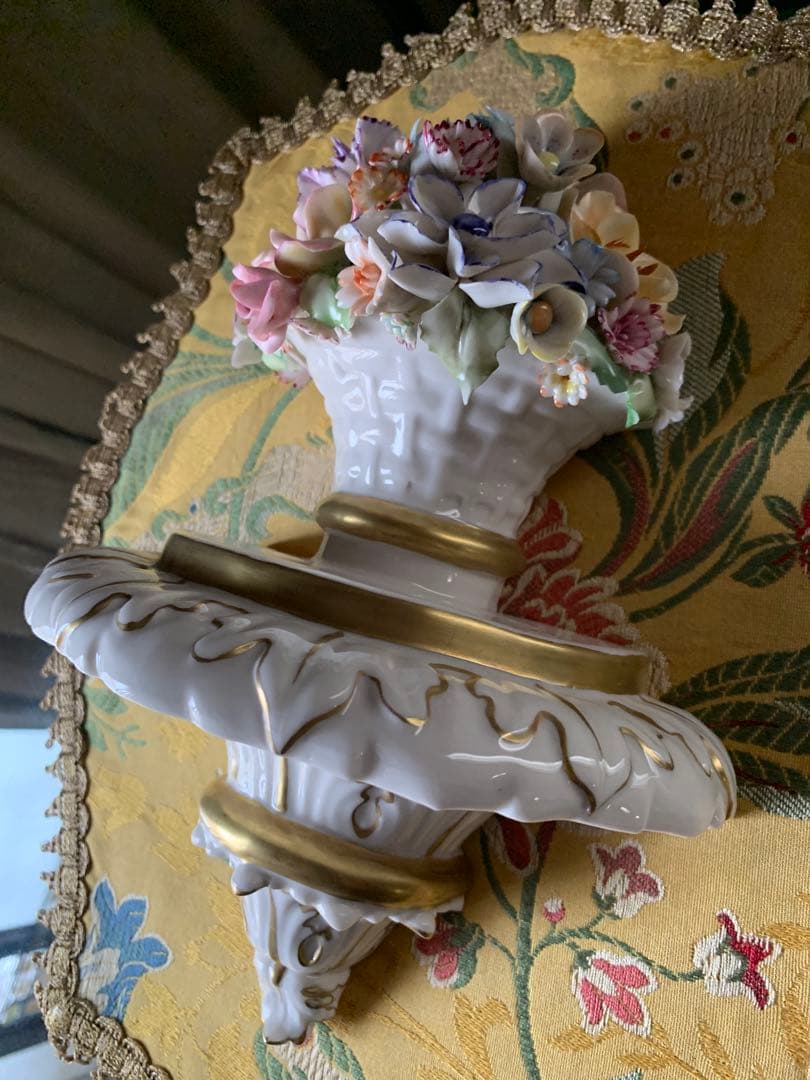 イタリア製　陶花　ビンテージ壁掛け豪華な陶花2セット美品綺麗です！