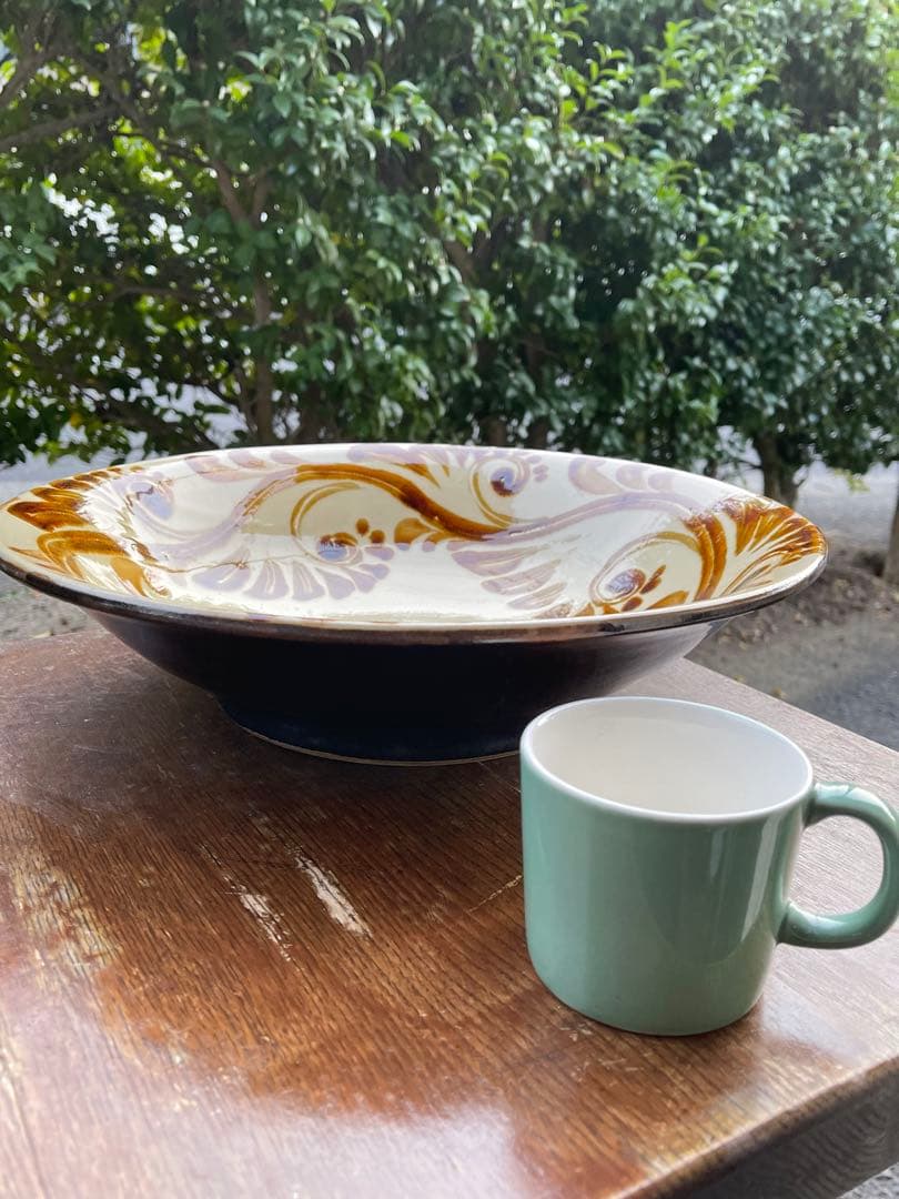 値下げします！やちむん　島袋常秀作 大皿1尺2寸　37cm 読谷村の直営店で購入