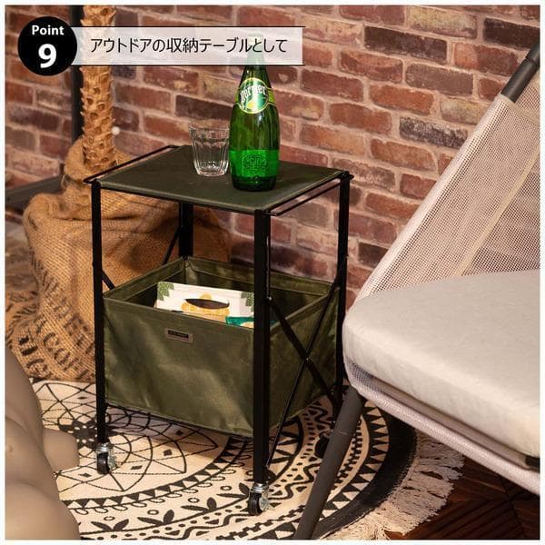 テーブルワゴン キャスター付き 折りたたみ式 ブラック MIP-71 N01