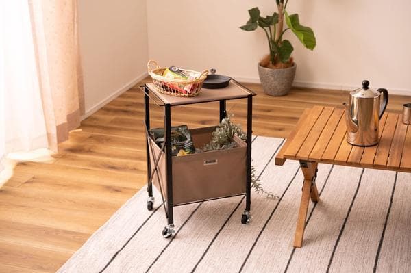 テーブルワゴン キャスター付き 折りたたみ式 ブラック MIP-71 N01