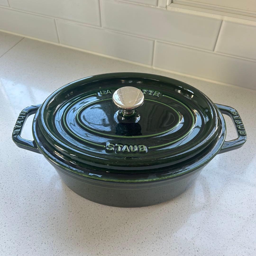 ストウブ 鍋 オーバル 23 バジルグリーン