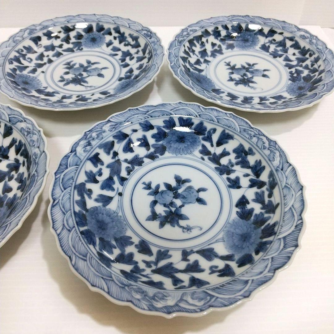 山本長左 桃果唐草文 皿 銘々皿 5枚 セット 九谷焼 クタニヤキ