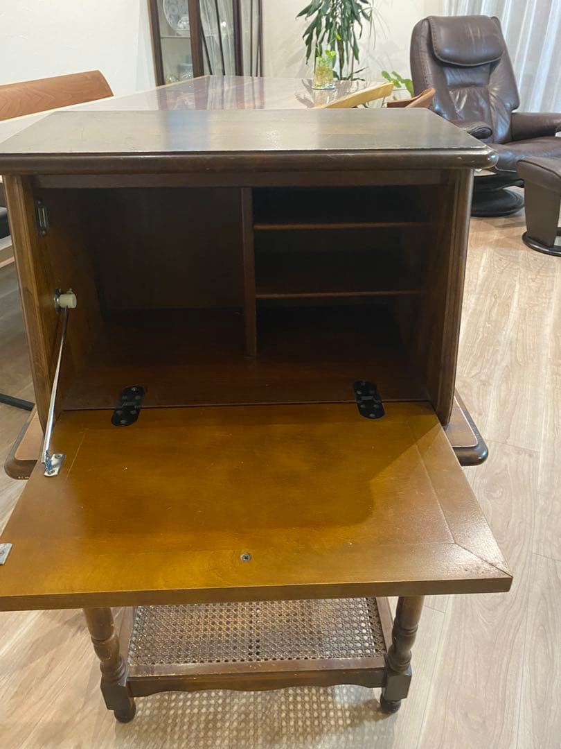 カリモクコロニアル木製クラシック電話台 ライティングビューロ　ろくろ調