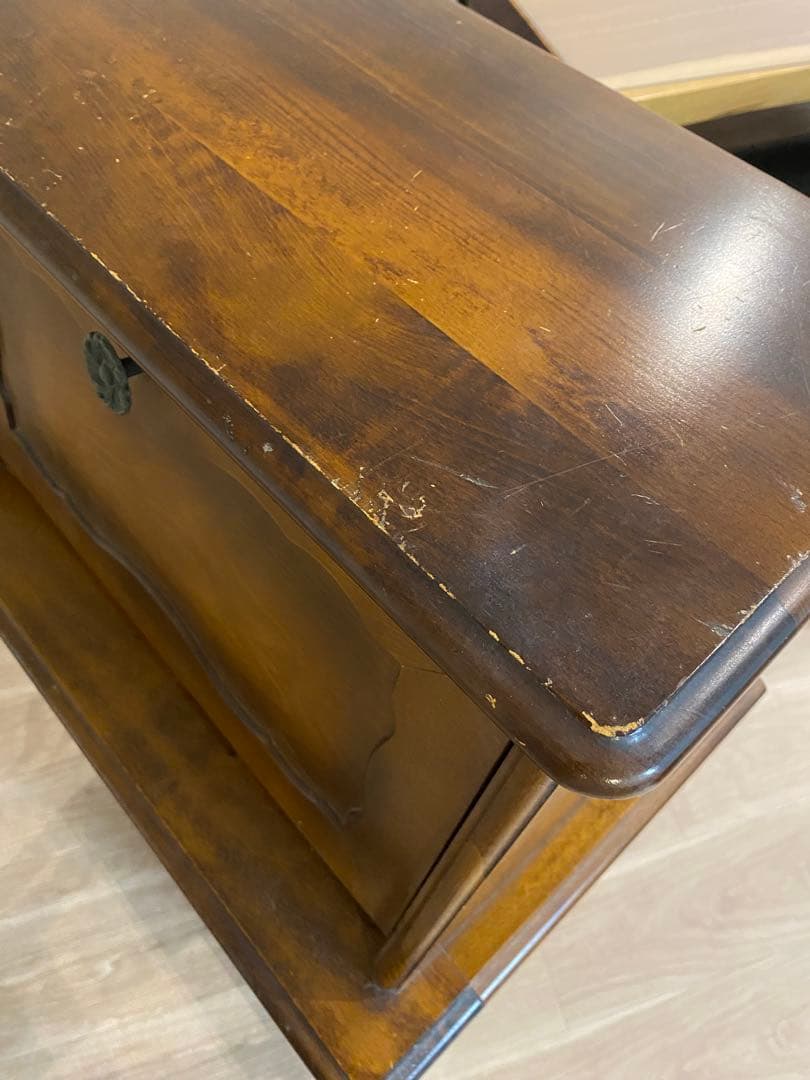 カリモクコロニアル木製クラシック電話台 ライティングビューロ　ろくろ調