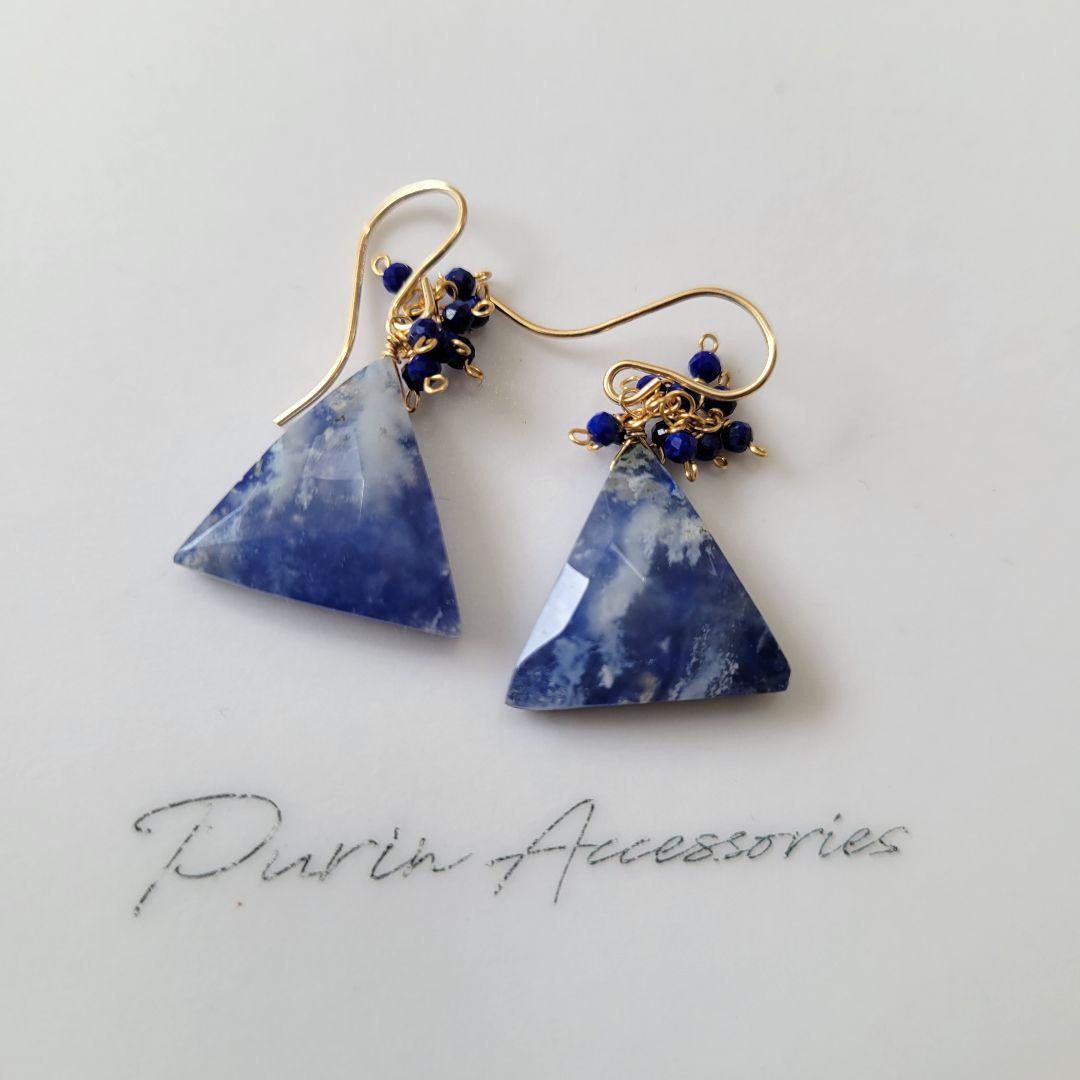 kaya様 ラピス フェザーアゲート ピアス