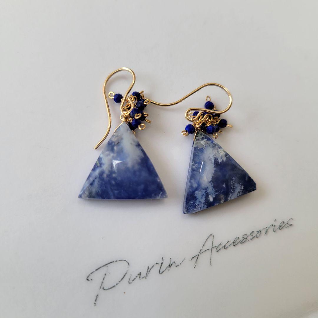 kaya様 ラピス フェザーアゲート ピアス