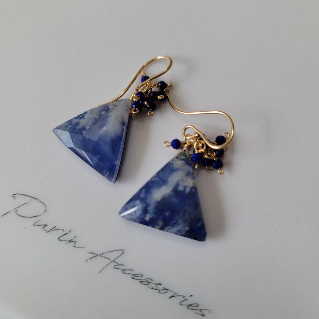 kaya様 ラピス フェザーアゲート ピアス