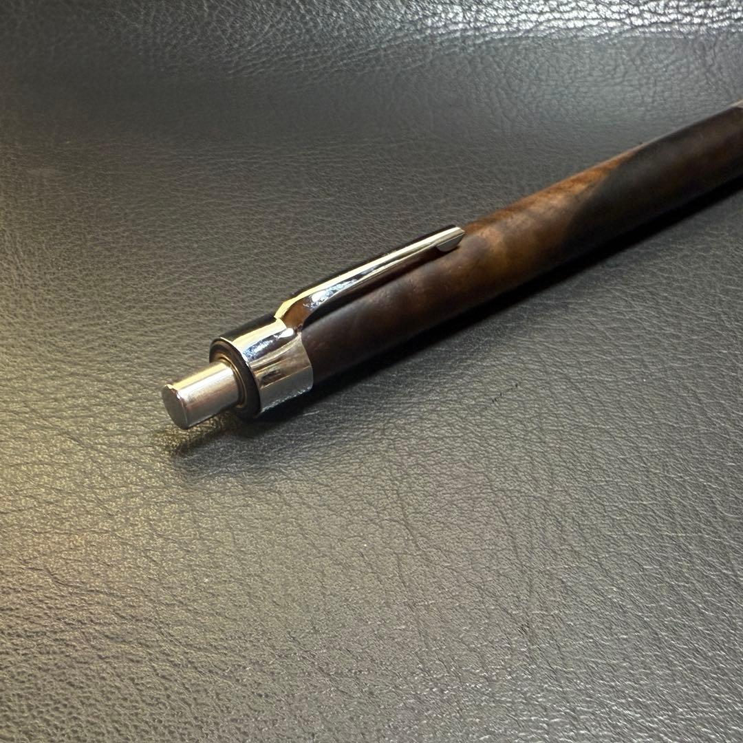 207黒柿縮杢 木製シャーペン 超低重心(溝付き) ステンレス - 文房具