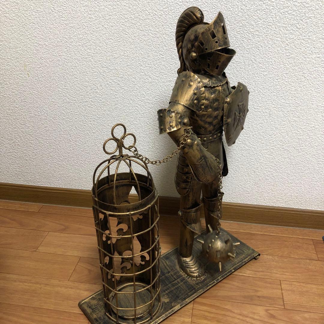 アンティーク雑貨　西洋騎士ワインケース付(真鍮製)