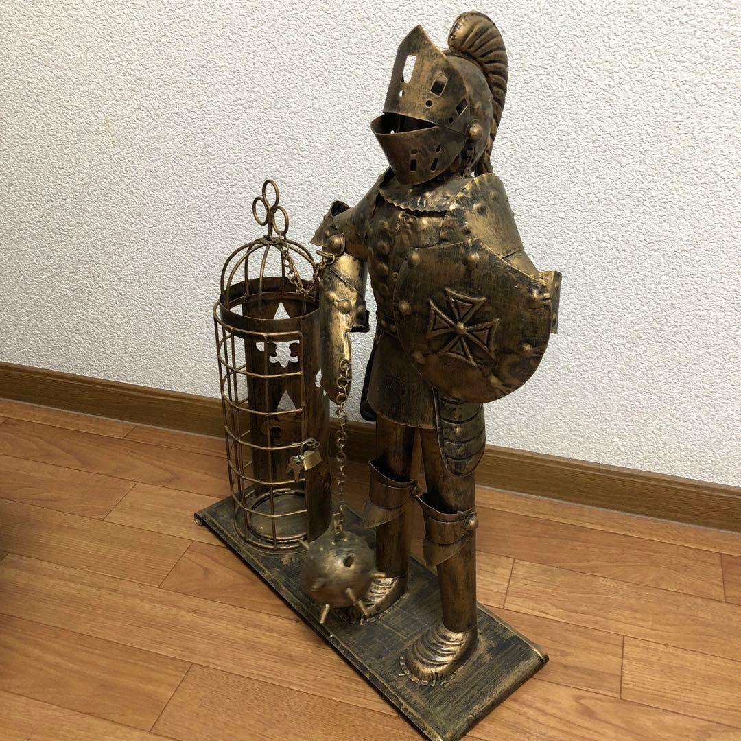 アンティーク雑貨　西洋騎士ワインケース付(真鍮製)