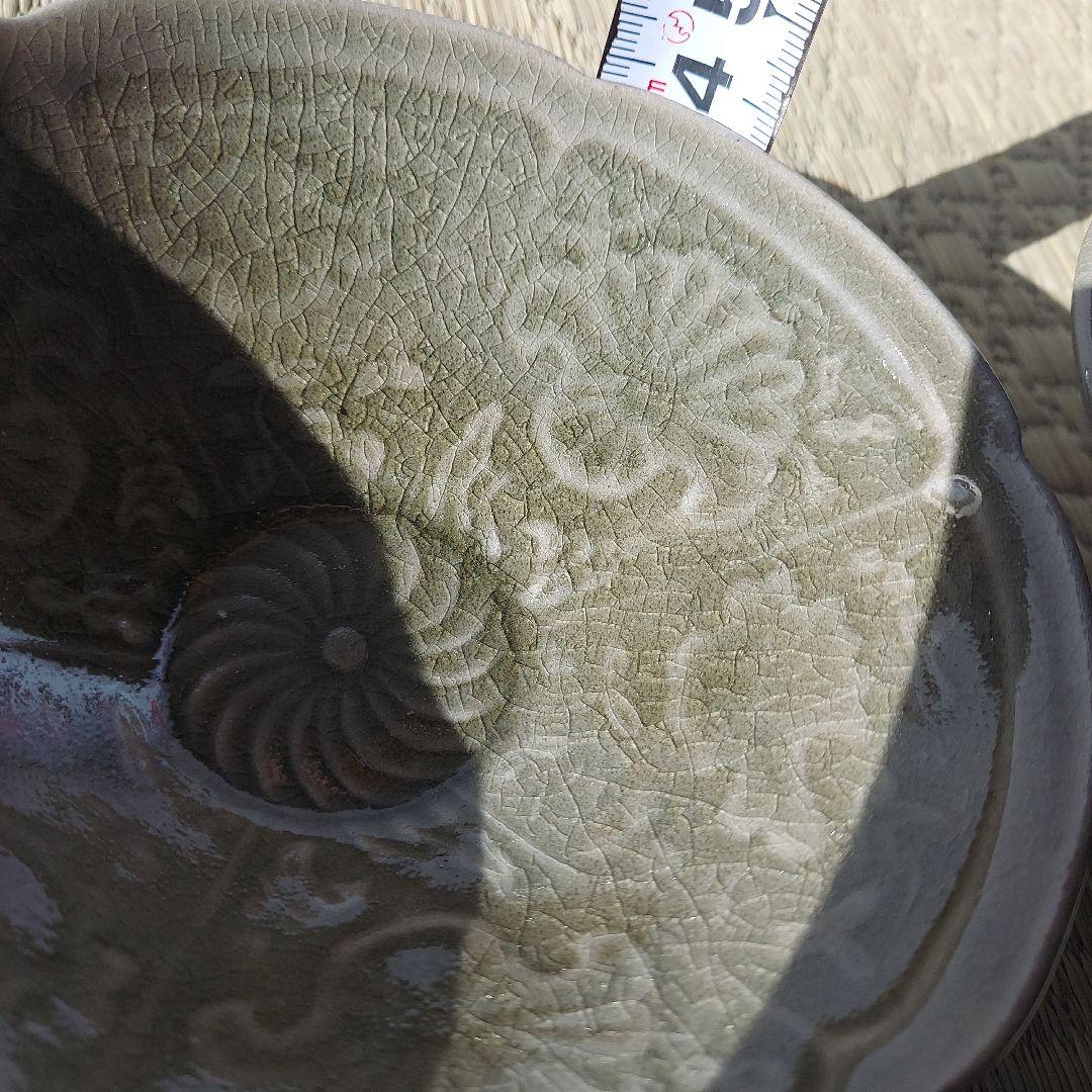 近藤亮介 陽刻　渋いグリーン系　小鉢　2個セット　新品未使用